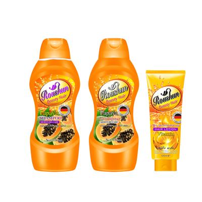 China ROUSHUN Nourishing Papaya Shampoo, Papaya Conditioner, Papaya Hair Lotion Set for sale