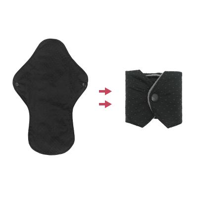 China Breathable Black Color Woman Menstrual Period Pads Washable Bamboo Charcoal Cloth Pads Reusable Sanitary Pads for sale