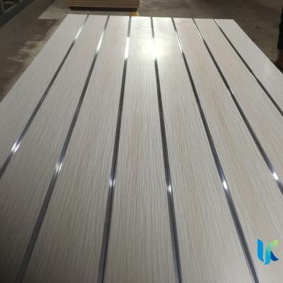 China 18mm slot moisture proof table cutting slatwall board melamine mdf board for aluminum slatwall board for sale