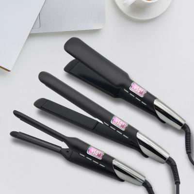 China 360 Swivel Cord Profession LCD Show Dual Voltageir Salon Equip OEM Nano Ceramic Flat Iron Hair Straightener Private Label Ceramic Flat Iron for sale