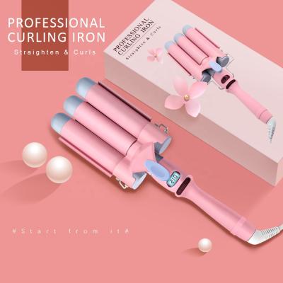 China Professional Electric Private Label Curling Iron 3 Barrel LCD Curling Iron Ceramic Hair Curler For Women for sale