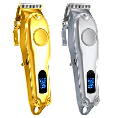 China 2021 Fast Cut Electric Hair Trimmer High Quality Golden LED Hair Trimmer Professional Electric Hair Clippers Men Salon Trimmer for sale