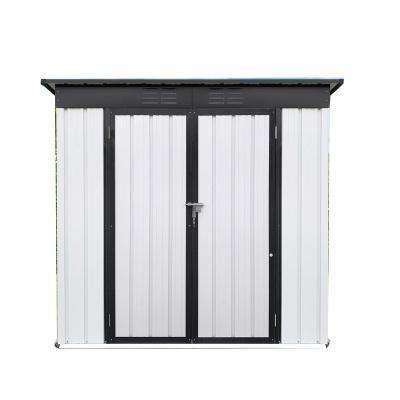 China Easy Install 4*6 Arrow White-Chocolate Metal Garden Shed Apex Roof Sheds Pent Roof Sheds for sale