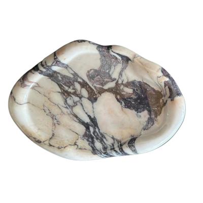 China Sustainable stonekocc Brand Modern Light Luxury Marble Curved Calacatta Viola Tray Sample Room Hotel Home Christmas Decor Ornaments for sale