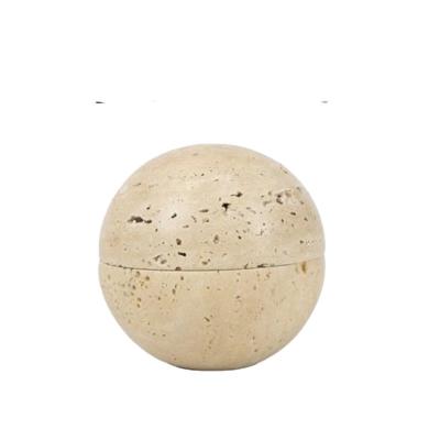 China Sandalwood stonekocc Brand 9 Holes Handmade Natural Marble Round Incense Burner Holder Beige Travertine Stone for Room / Kitchen / Coffee for sale