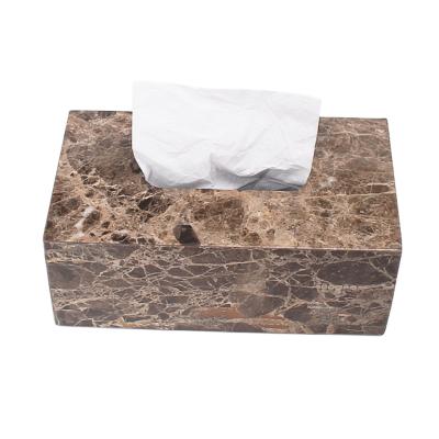 China American Style stonekocc 20x12x10CM Cuboid Natural Marble Stone Jade Onyx Travertine Travertine Big Tissue Box Storage Organization Case for sale