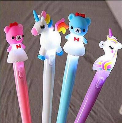 China Push Neutral Pen With Cute Little Unicorn Light Pen Cartoon Character Professional Student PN2103 for sale