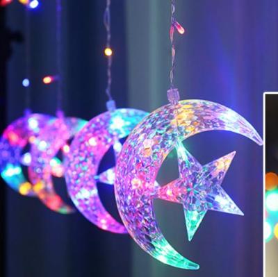 China Cute And Good Price Stars Moon Curtain LED Neon Lights Twinkle Light Ins Bedroom Decorate Christmas Festival pn7192 for sale