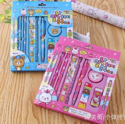 China Cartoon stationery set 6 woolly children students fashion cartoon stationery suit pn5647 23cm*19.5cm*2cm for sale