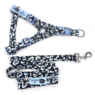 China Sublimation Printing DETACHED Logo Polyester Strap Harness Dog Adjustable Pet Harness Customized Set for sale