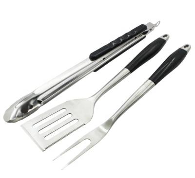 China Easily Cleaned Good Quality Stainless Steel 3pcs BBQ Tool Kit With Bio-adjust ABS Handle for sale