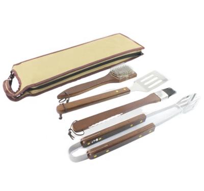 China Easily Cleaned Stainless Steel 5pcs BBQ Tool or Utensil Set with Carry Bag and Spatula and Sprinkler Brush and Grill Brush and Tongs Included for sale