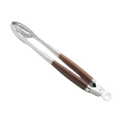 China Easily Cleaned Stainless Steel BBQ Tongs Food Tongs With Awesome Quality And Outlook Rosewood Handle for sale