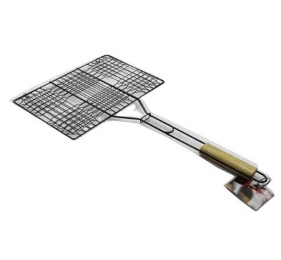 China Heat Resistance Grill Basket BBQ Non-stick Wire Mesh Grill Net Grilled Clip for Fish & Vegetable & Steak for sale