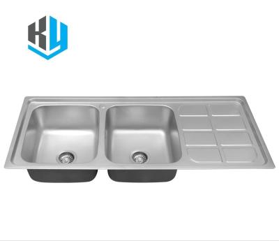 China Without Faucet KA12050D Hot Sale Stainless Steel Kitchen Sink Double Bowl Kitchen Sink for sale