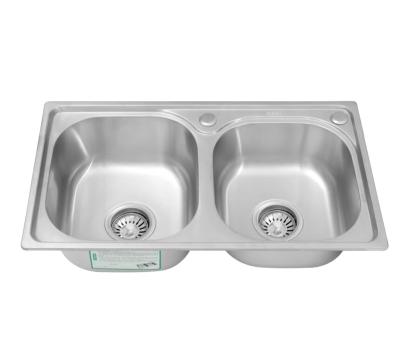 China Newest One Piece 201/304 Stainless Steel Sink Double Faucet Without Bowl Press Sink for sale