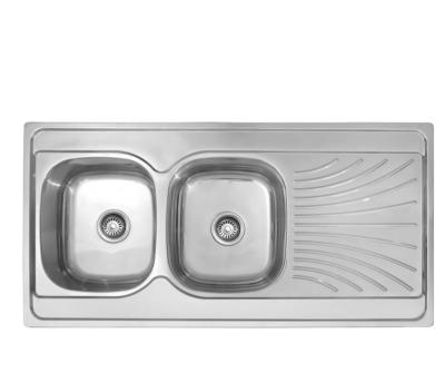 China Without Faucet Style Popular Stainless Steel Double Bowl Kitchen Sink for sale