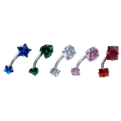 China Round Internally Wire Punk Zirconia Bikini Summer Stainless Steel Star Belly Rings For Women for sale