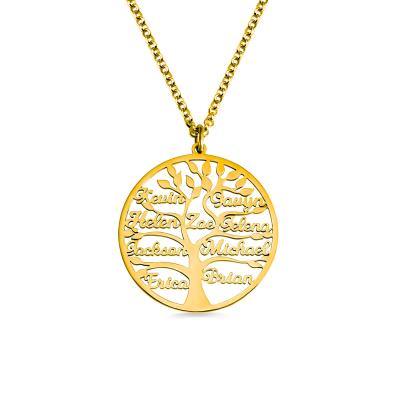 China FASHIONABLE Custom Name Pendant Family Tree of Life Necklace Stainless Steel Personalized Nameplate Jewelry for sale