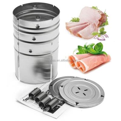 China Stainless Steel Round Shape Ham Press Maker Poultry Machine 3 Layers Meat Ham Burger Press Maker Stainless Steel Seafood Kitchen Cooking Tool for sale