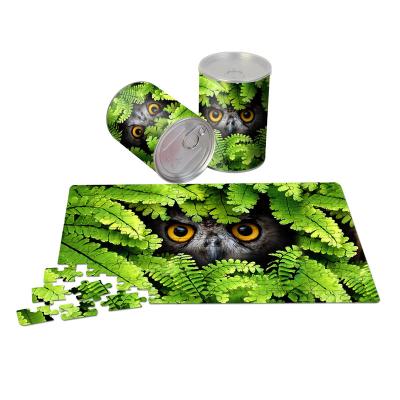 China Cartoon Tin Can Paper Jigsaw Puzzle Round Metal Toy Personalized Party Souvenir Gift for Kids for sale