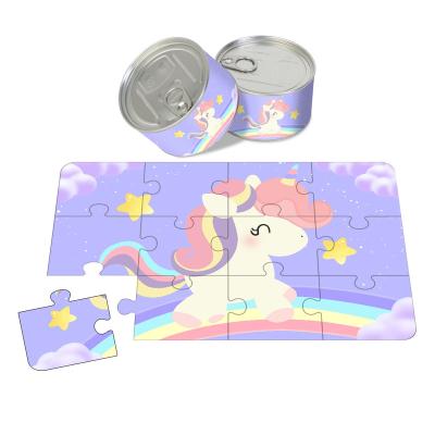 China Present Souvenir Toy 12Pcs Unicorn Design Jigsaw Puzzle Cartoon Gift For Children for sale