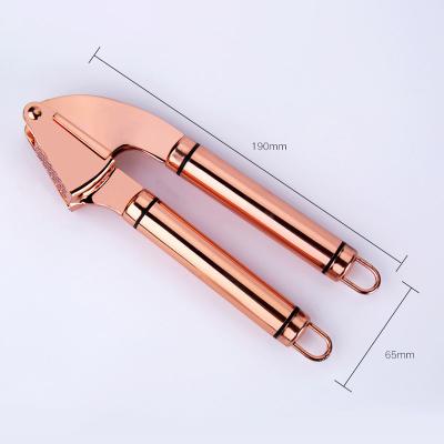 China Free Sample Viable 304 Rose Gold Stainless Steel Garlic Press Juicer Kitchen Instrument for sale