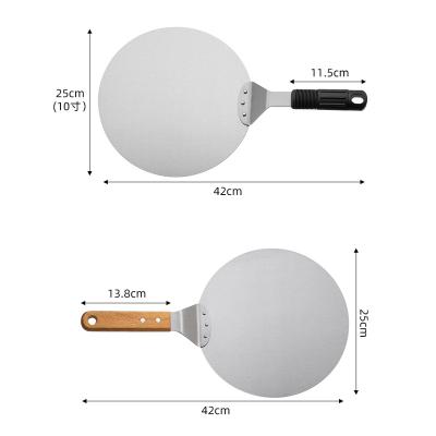 China Viable Ready To Ship 10 Inch Multi Functional Pizza Skin Cake Transfer Safe Pizza Paddle Round Shape for sale