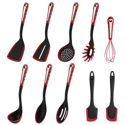 China Sustainable New Arrival 10 Pieces Silicone Cooking Cookware Set With Non Slip Handle for sale