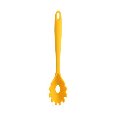 China Food Grade Silicone Kitchen Sustainable Non-Stick Spaghetti Spoon Pasta Spoon in Yellow Color for sale