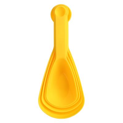 China Viable Hot Sale Wholesale 4PCS Two Heads Plastic Measuring Cup And Spoon Sets In Yellow Color for sale