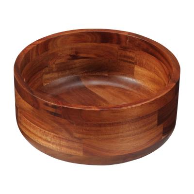 China 7.5 Inch Viable Small Size Acacia Salad Mixing Bowl Food Fruit Wooden Serving Bowl for sale