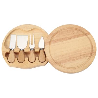 China Viable Best Selling Custom Round Wooden Cheese Cutting Board Set With Knife for sale