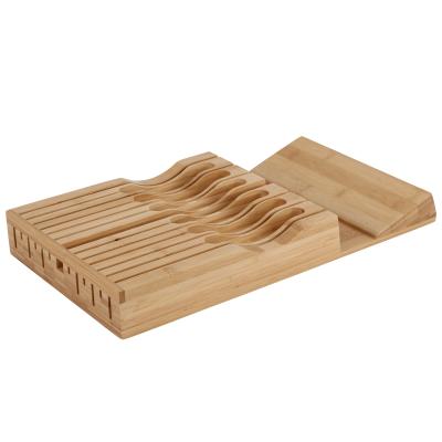 China Viable Kitchen Knife Holder Knife Rest Drawer Magnetic Natural Bamboo Knife Block for sale