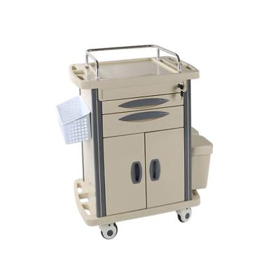 China Easy Cleaning Dressing Carts Two Drawers Medicine ABS Medical Drug Trolley Delivery for sale