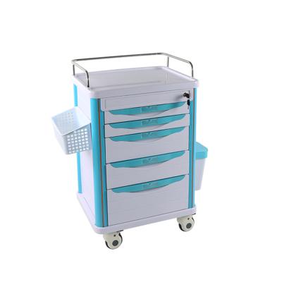 China Easy Cleaning Dressing Carts Mobile Medical ABS Luxury Care Trolley Infusion Nursing Tool Cart Hospital Trolley With Drawer for sale