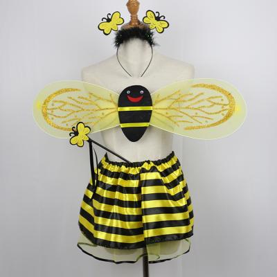 China 4Pcs/Set Polyester Child Fairy Costume Set Cute Ladybird Bee Wing Halloween Dress Up Costume Wand Headband Dress Up for sale