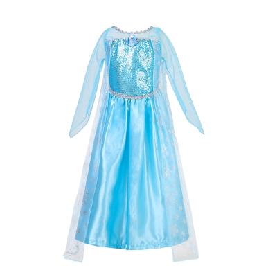 China Belle Elsa Princess Fancy Dress Princess Costume Dress Synthetic Costume For Little Girls for sale