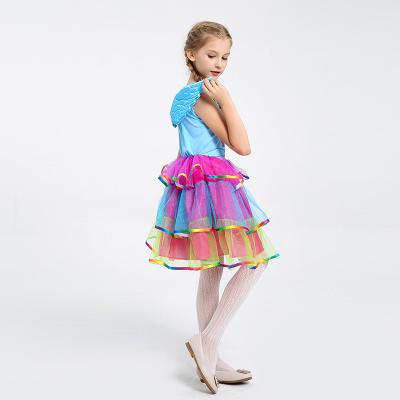 China Children Polyester Princess Costume Dress For Your Little Girls Dress Up Rainbow Skirt for sale