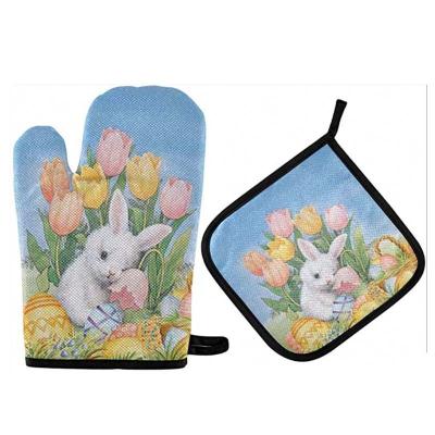 China Digital Printing Double Heat Resistant Customizable Cotton Microwave Custom Kitchen Oven Mitts for sale