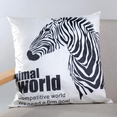 China HOSHOM Custom Print Folded Digital Print Pillow Cover Horse Cushion Cover Black And White Horse for sale