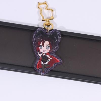 China Promotion Gift / Souvenir Custom Shape Luxury Glitter Anime Plastic Holographic Acrylic Key Chain UV Print Keychains for sale