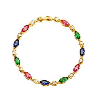 China TRENDY 24K Gold Plated Crysta Gemstonel Bangle Fashion Women Jewelry Gemstone Bangle Bracelet for sale