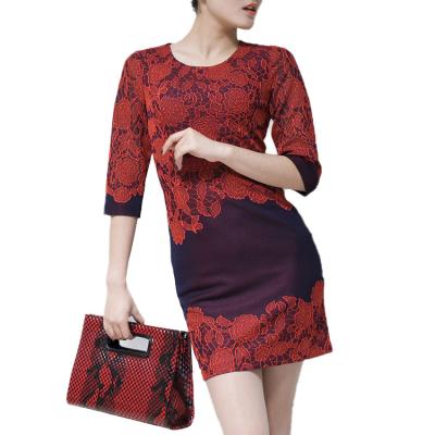 China Plussize/Hot Selling Women's New Elegance Lace A-line Dress Breathable/Comfortable/Soft/Dry Cleaning O-Neck Medium Sleeve for sale