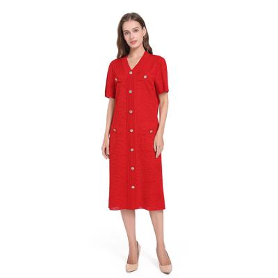 China Plussize/Lady Office Career Dresses Red Work Dress Dry Cleaning Breathable/Comfortable/Soft/With Button 2022 Custom Sexy Casual Outfits for sale