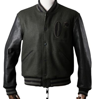 China QUICK DRY luxuriously crafted my high density embroidery real cowhide wool panels leather jacket sleeves varsity jacket for sale