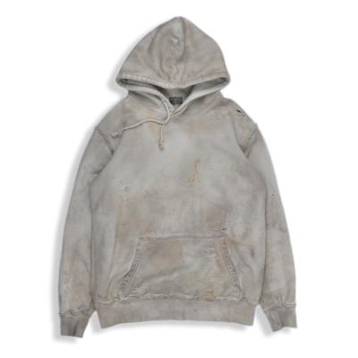 China New Hand-splattered Distressed Vintage Light Cotton Sweatshirt Terry Hooded Bottom Anti-Wrinkle Dirty Ink Wash Fringed for sale