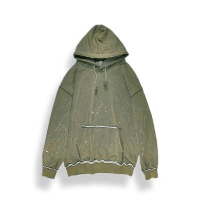 China New Manufacturer Autumn Anti-Wrinkle OEM Irregular Crease Sand White Worn Multicolor Splattered Hooded Sweatshirt for sale