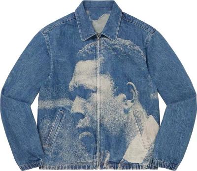 China Custom Made High Quality Men's Direct Denim Spray Pattern Jacket Breathable Cotton Jacket for sale