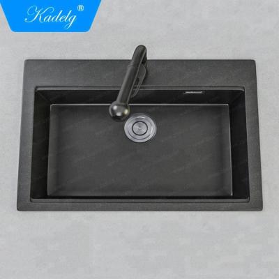 China Without Faucet Brand New Anti Scratch Undermount Black Sink Granite Sink Kitchen for sale